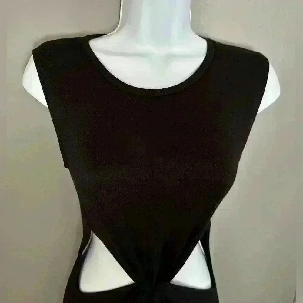 Antistar Black Cutout Wide Leg Jumpsuit Sleeveless Open Back Size Small - Picture 6 of 11